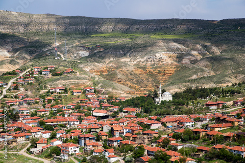 View of Sariyar town from a high hill,Ankara province photo