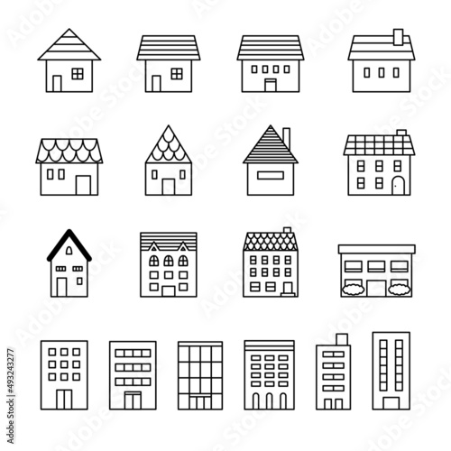 建物アイコンベクターイラストセット