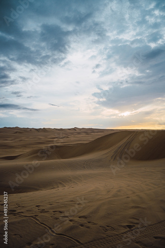 Landscape of the desert in sunset time in a cloudy day.