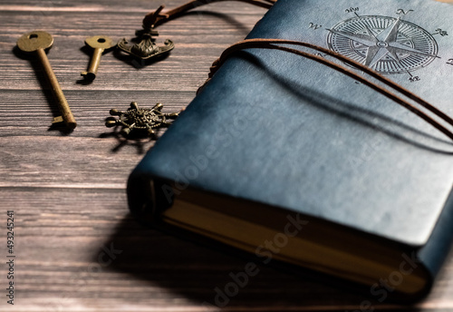 Logbook, Ship's log, journal, notebook, old key 航海日誌と古い鍵