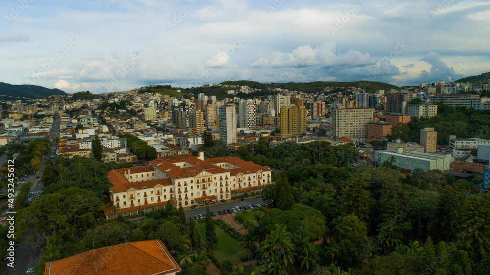 Main square and Palace Hotel in the city of Poços de Caldas - MG