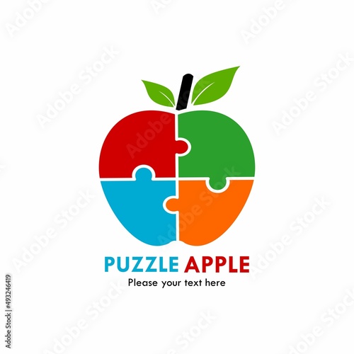 Puzzle apple logo design template illustration