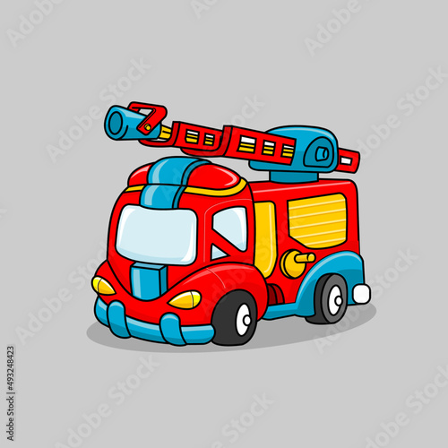 Illustration of Truck Firefighter toy vector
