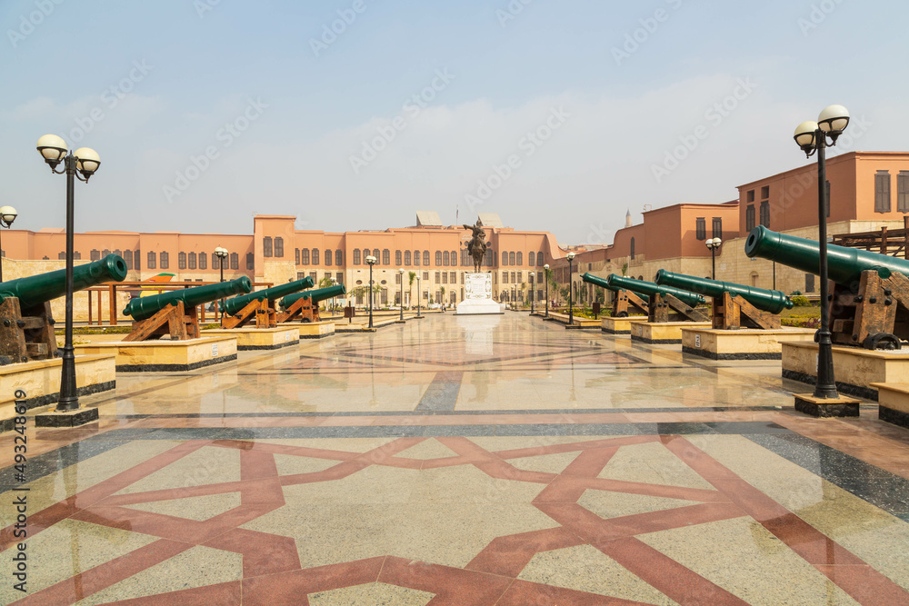 Cairo, Egypt - January 2022: The court of the National Military Museum of Egypt inside Saladin's Citadel. Cairo, Egypt