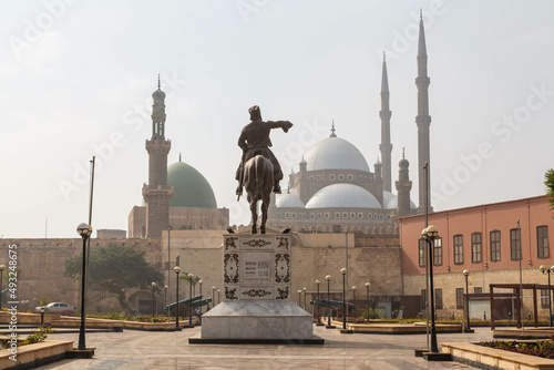 Cairo, Egypt - Junuary 2022: Statue of Ibrahim Pasha at the entrance to the Egyptian National Military museum photo