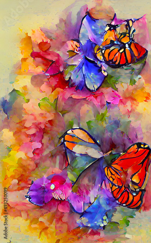 Flowers - Colorful flowers in different colors - Water color design - Digital Art photo