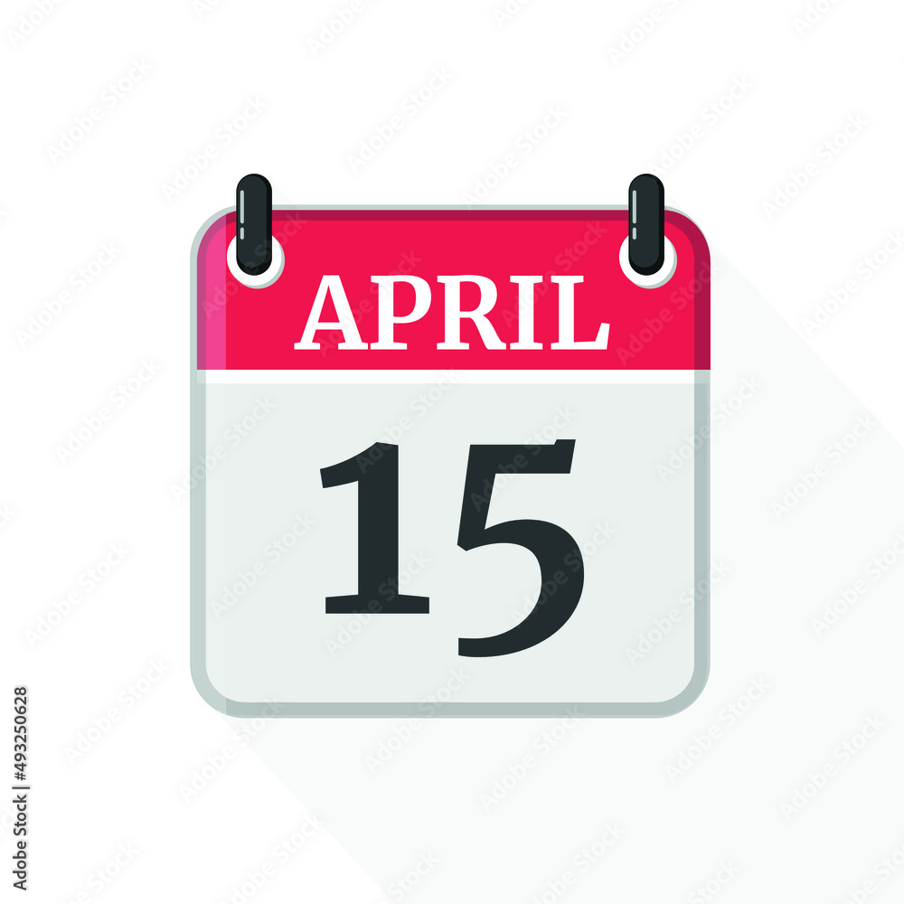 Flat vector calendar icon with the date 15 April Flat vector calendar icon with the date 15 April