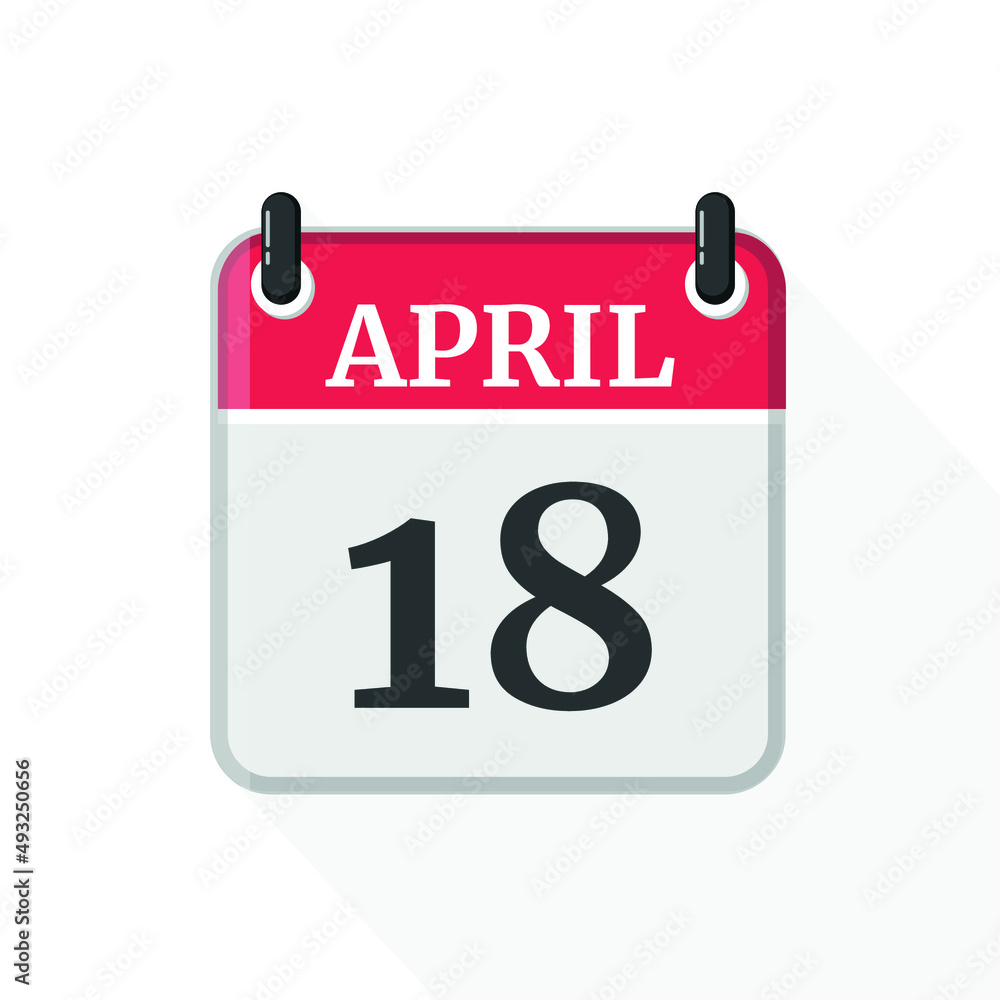 Flat vector calendar icon with the date 18 April Flat vector calendar icon with the date 18 April