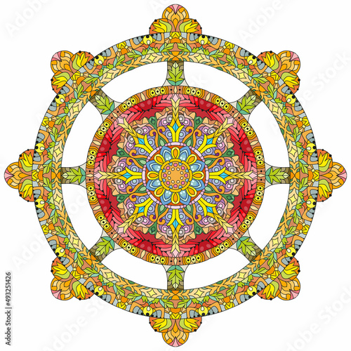 Wheel the symbol of buddhism vector illustration