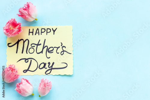 Happy Mothers women day concept - greeting card top view