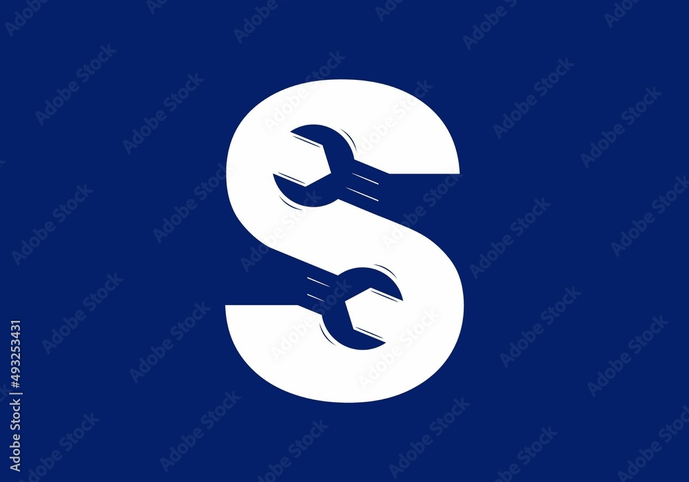 Fototapeta premium S initial letter with wrench shape