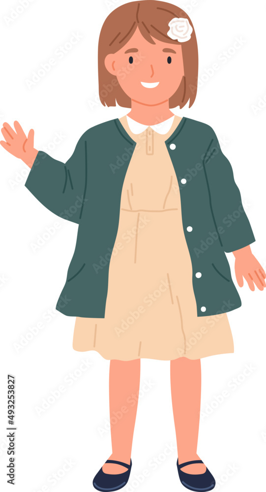 Happy Child Waving with Hand Cartoon Illustration Happy Child Waving with Hand Cartoon Illustration