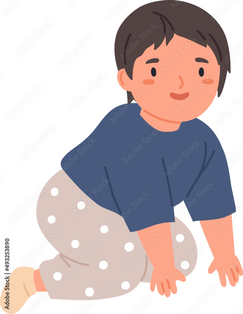 Happy Cute Baby Crawling Cartoon Illustration Happy Cute Baby Crawling Cartoon Illustration