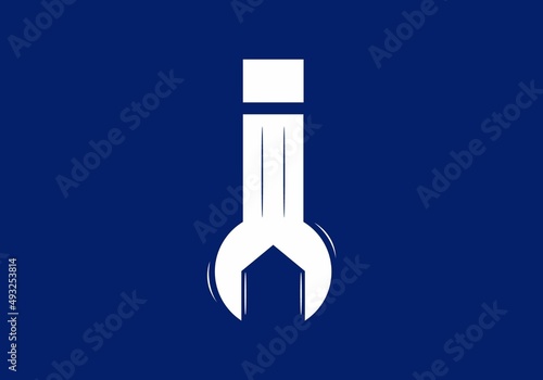 I initial letter with wrench shape