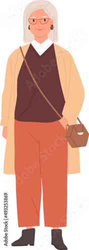 Senior Woman Wearing Stylish Casual Clothes Illustration