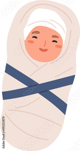 Cute Newborn Baby Boy Cartoon Illustration