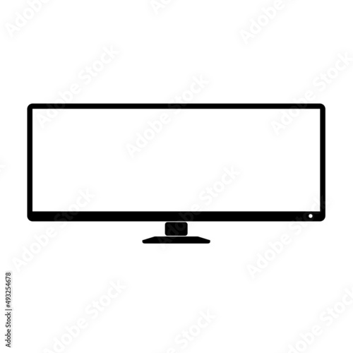 Ultra wide gaming computer monitor outline isolated icon