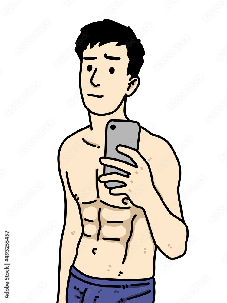 Fototapeta premium cute man cartoon on white background