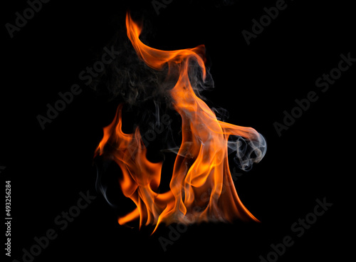 Cuadro en lienzo the burning flame from gas oil png high heat isolated on black background