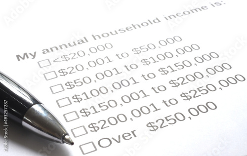 Household income survey and answer choices