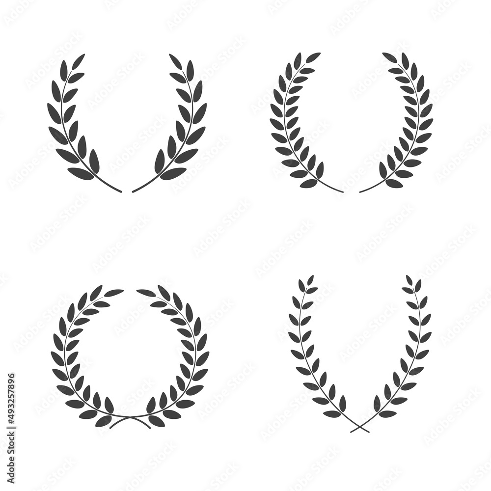 Set of laurel wreaths of different shapes isolated on white Set of laurel wreaths of different shapes isolated on white