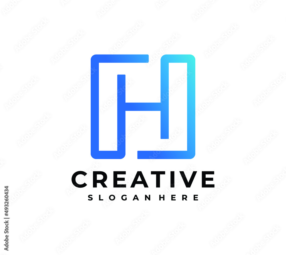 Letter H Square Logo Design Inspiration