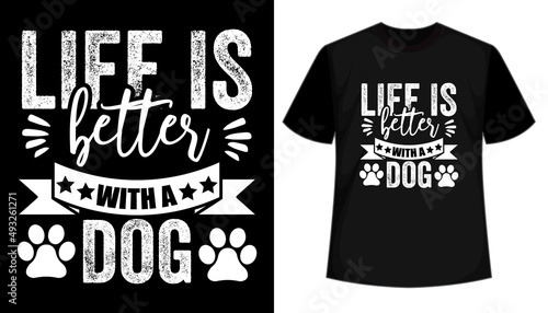 Dog typography style t shirt design