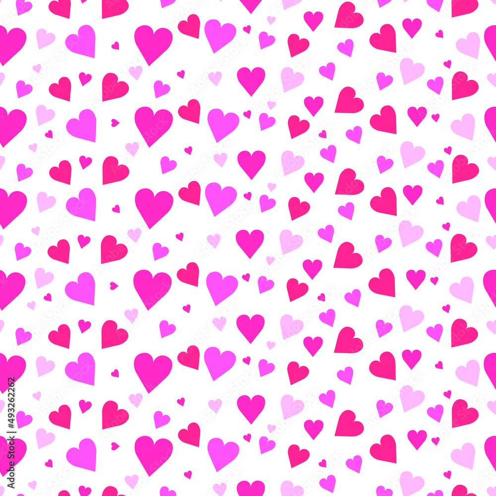 Seamless pattern of hearts on a white background