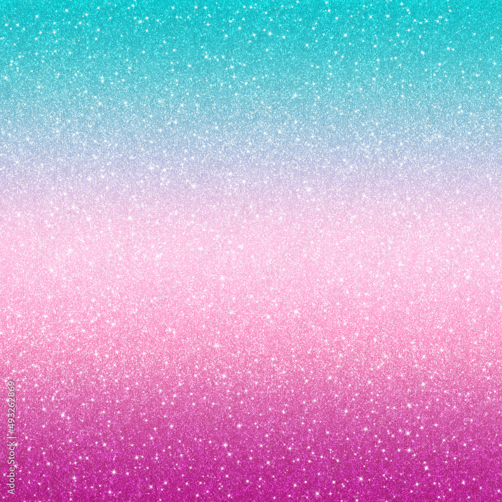 Fototapeta premium Dreamy Turquoise Rose and Pink colored Glitter Gradient Texture, Digital Paper