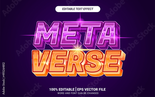 Metaverse futuristic text effect headline editable drawing vector 