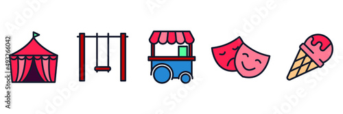 Amusement Park set icon symbol template for graphic and web design collection logo vector illustration