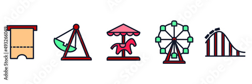 Amusement Park set icon symbol template for graphic and web design collection logo vector illustration