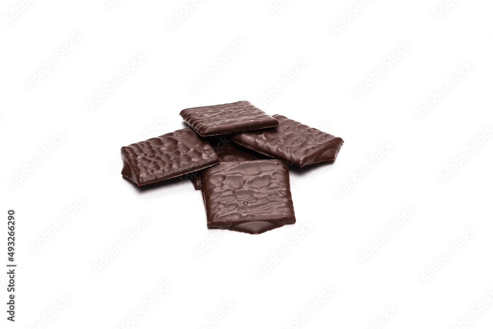 Dark chocolate candies isolated on white background. Dark chocolate candies isolated on white background.