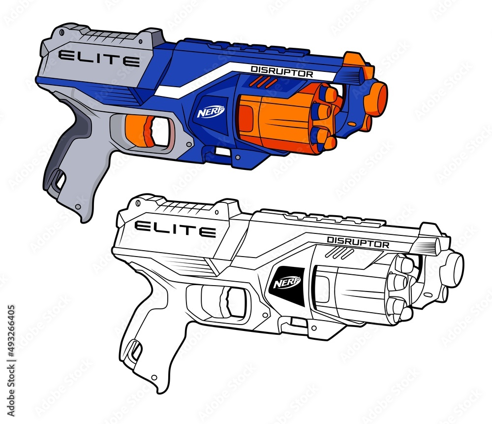 Nerf N-Strike Elite Disrupto Toy Gun vector drawing Stock Vector | Adobe Stock