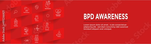 BPD - Borderline Personality Disorder icon set with web header banner