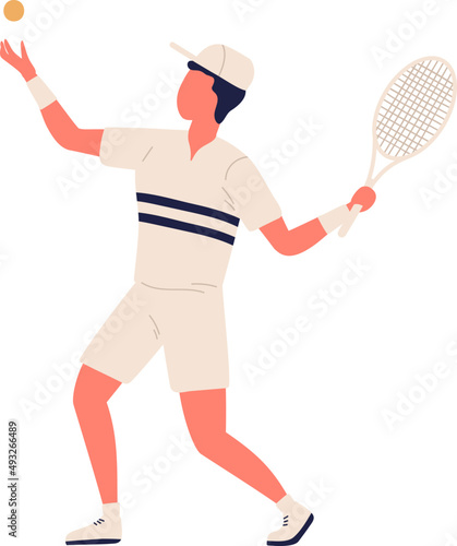 Male Sportsman Playing Big Tennis Illustration