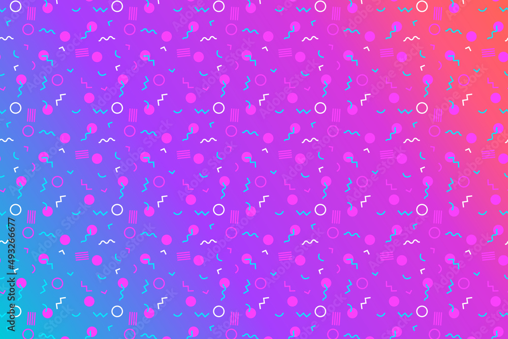Abstract background with 80s aethetic geometics style pattern and vibrant psychedelic colors