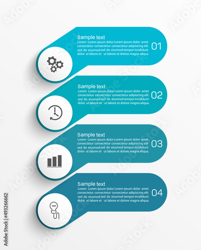 Business infographic design template with 4 options, steps or processes
