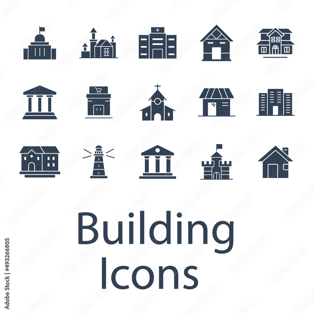 Building icons set . Building pack symbol vector elements for infographic web