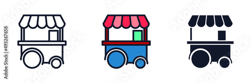street food stand icon symbol template for graphic and web design collection logo vector illustration