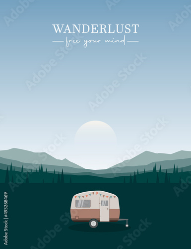 wanderlust camping adventure in the wilderness with camper