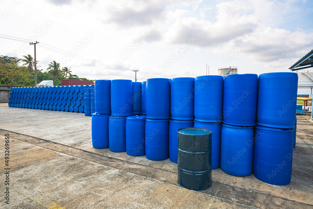 Oil barrels blue or chemical drums Oil barrels blue or chemical drums