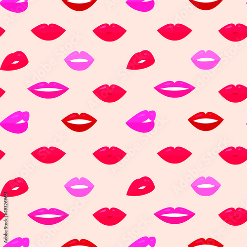 Seamless pattern of lips on a light background