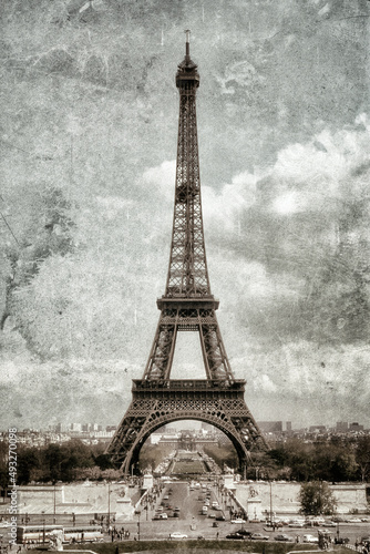 Fototapeta Naklejka Na Ścianę i Meble -  Tour Eiffel photo vintage Paris