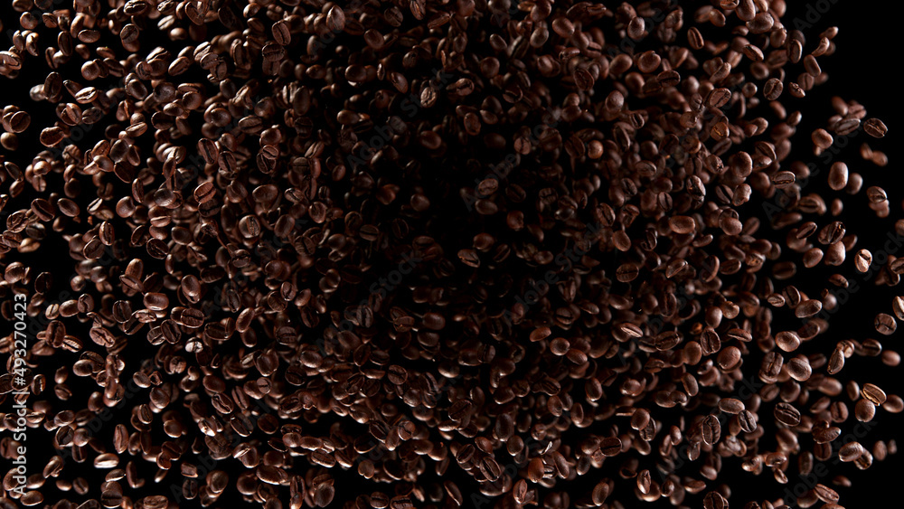 Freeze motion of flying coffee beans