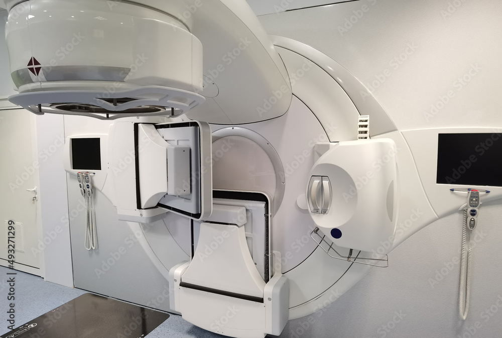 Medical advanced linear accelerator in oncological cancer therapy in a modern hospital.