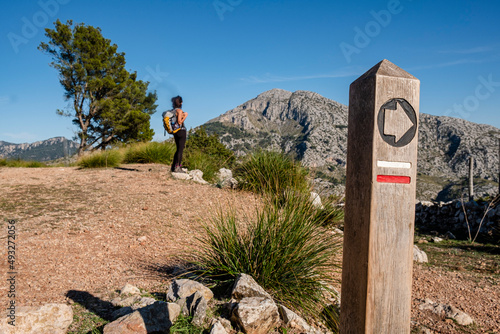 hikers, puig Galatzo, Estellencs, Mallorca, Balearic Islands, Spain photo