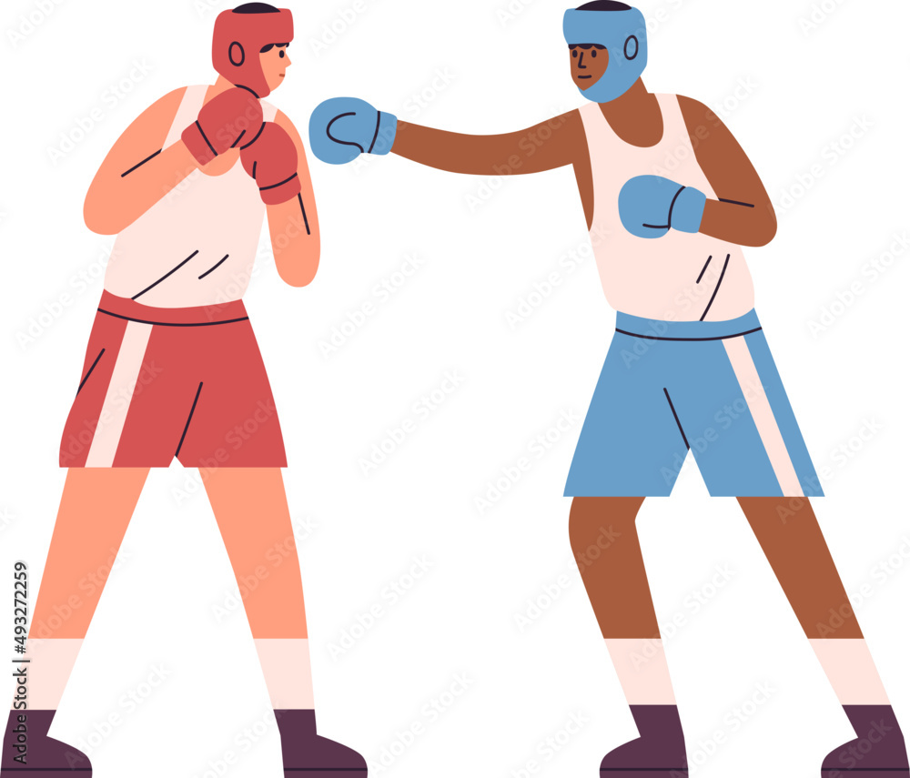 Fototapeta premium International Boxers Fighting Colored Illustration