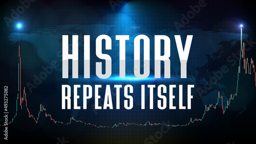 abstract background of stock market Investing with history repeats itself text