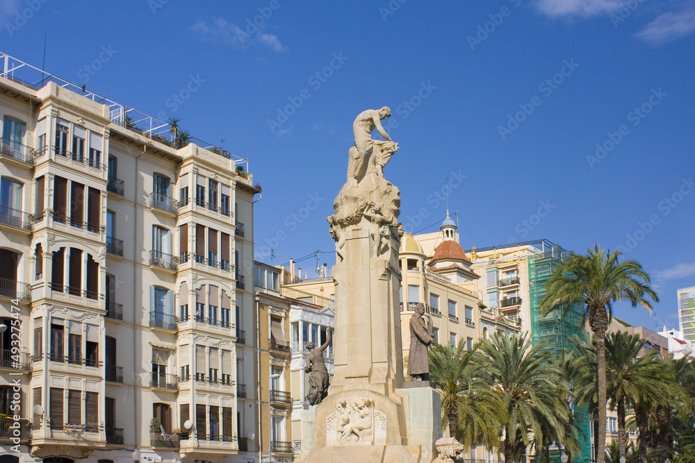 Monument to Jose Canalejas at Explanada de Espana by Vicente Banuls in Alicante, Spain
